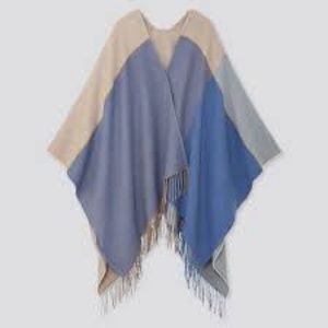 Uniqlo Colorblock Stole Fringed 2Way Wrap NWT